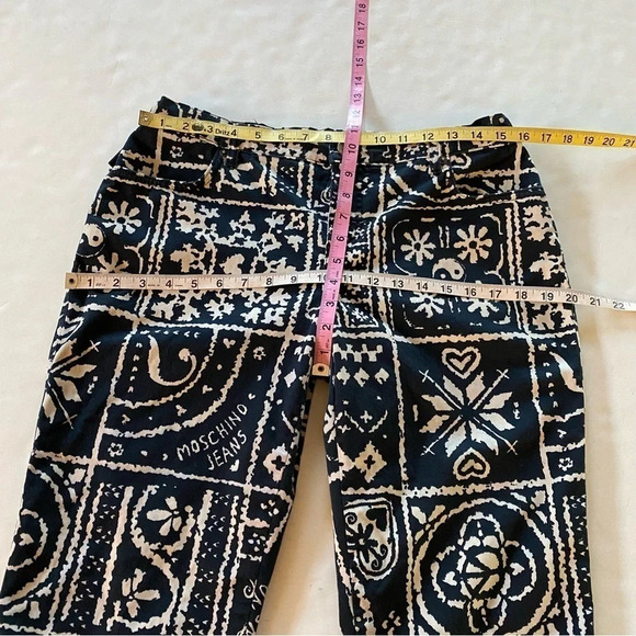 Vintage 90s Moschino Jeans Donna Flare Pants Womens Size 10 Patchwork Print - Picture 14 of 15